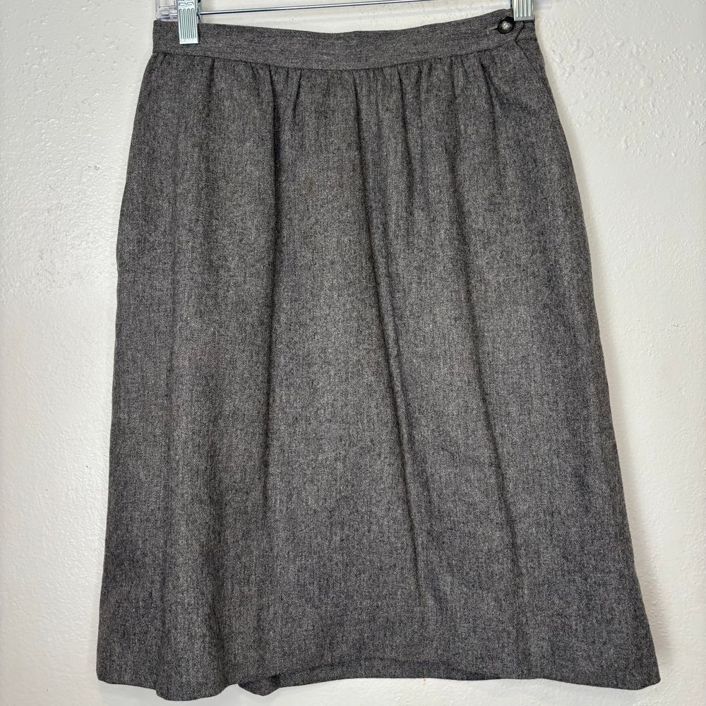 Vintage Evan Picone Wool Blend Gray A-Line‎ Knee Length Skirt Business Women's 8